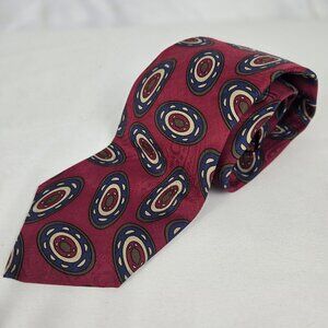 Handmade 100% Silk Men's Tie Dark Red w/ Pattern Office Professional Formal